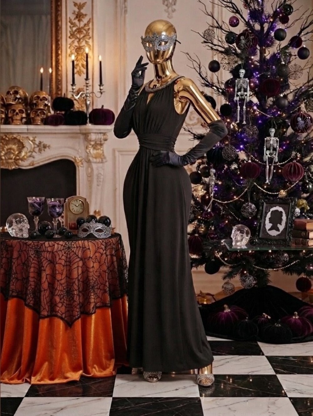 Enfocus Studio Black V-Neck Sleeveless Maxi Gown